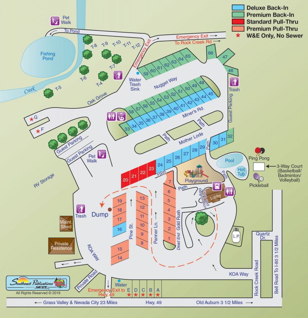 Park Map - Auburn California RV Park and Family Campground Resort